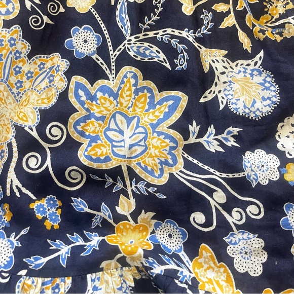 Elan 100% Cotton Emma Tiered Floral Navy Midi Dress SMALL Cottagecore Feminine - Picture 8 of 10